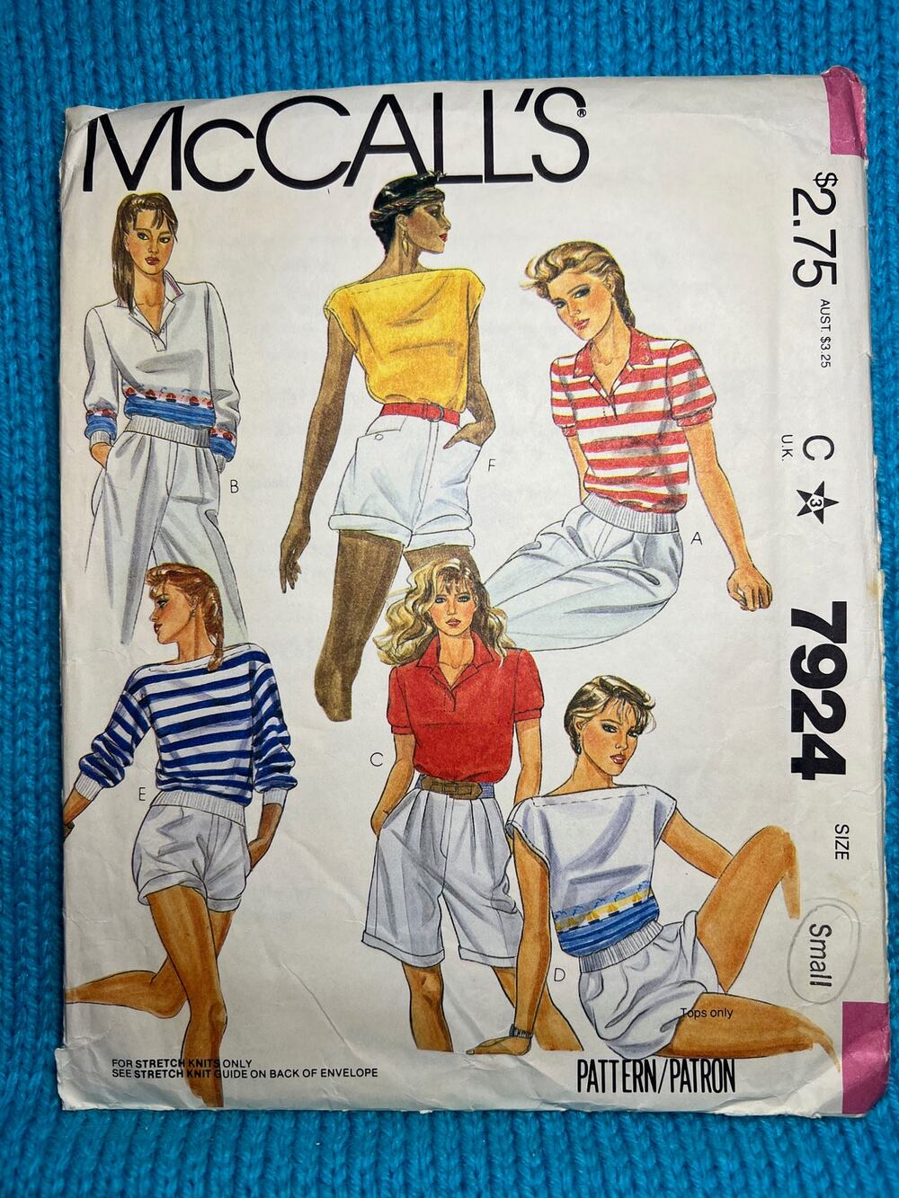 McCalls 7924 Sewing pattern knit top polo boat neck size small
